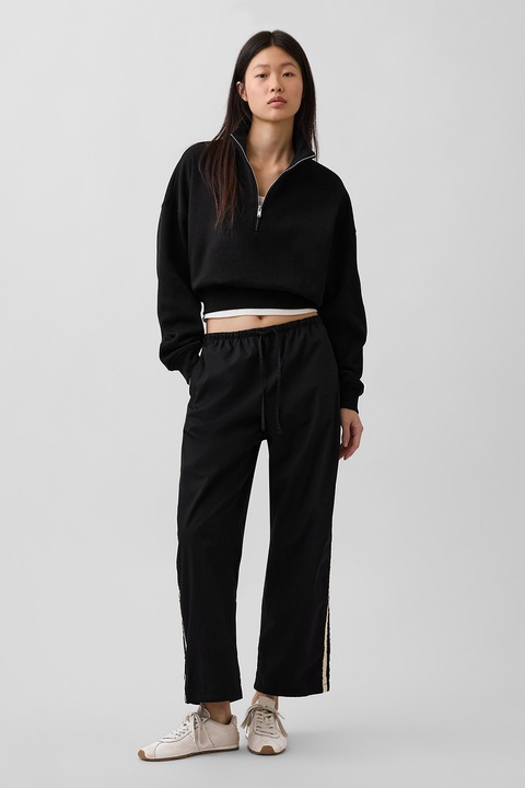 GAP, Pantaloni de trening din bumbac organic cu benzi contrastante, Negru, S