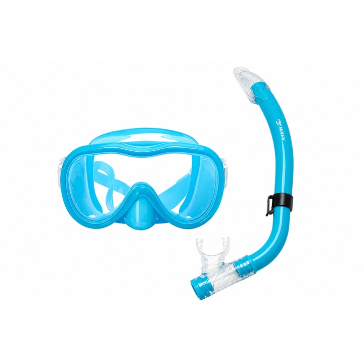 VARENTIS™ Gyermek Snorkel és Búvármaszk Szett 6-12 Éveseknek, Snorkeling & Scuba Diving, Nagy Lencsék, Állítható Pánt, Tengerre és Medencébe, Kék