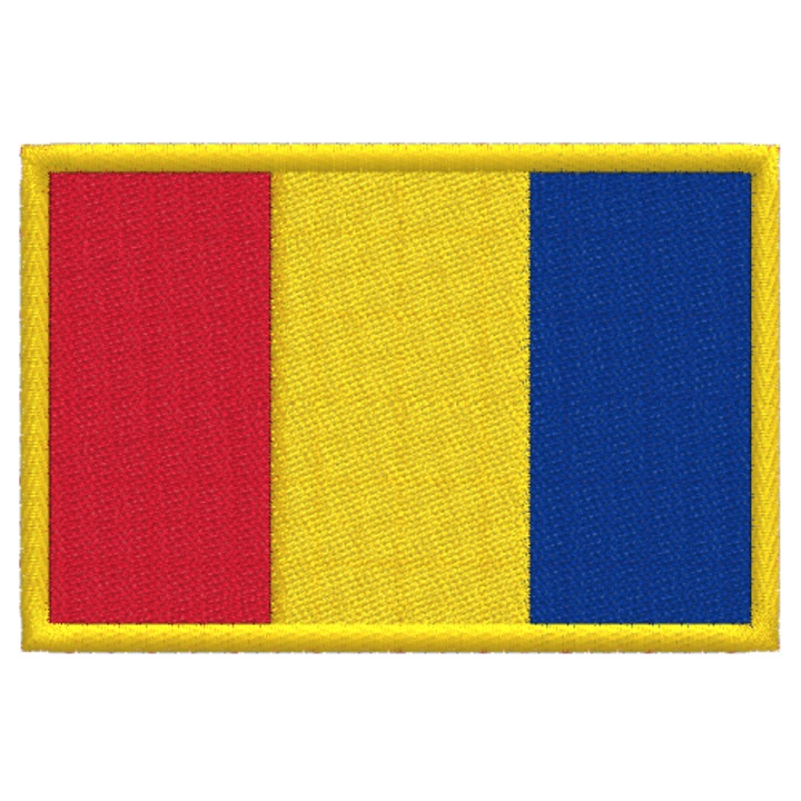Hímzett vasalható folt – Románia zászlaja – Vasalóval felvihető, méret 5 cm x 7.5 cm
