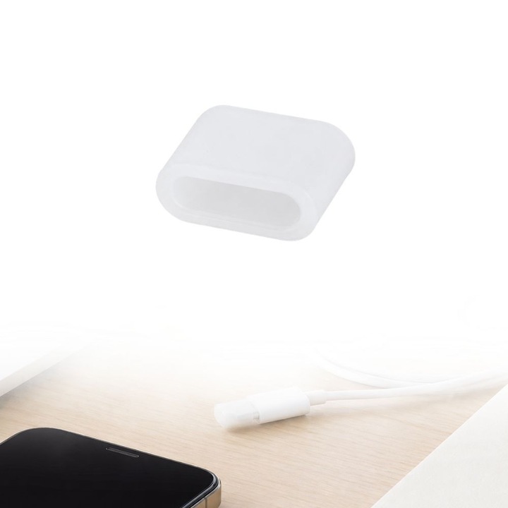 Porvédő USB-C apa csatlakozóhoz, FONIX PortGuard, Porvédelem, Párataszító, Szöszmentes, Karcálló, Biztonságos rögzítés, Kiváló minőségű anyag, Kopásálló, Fehér
