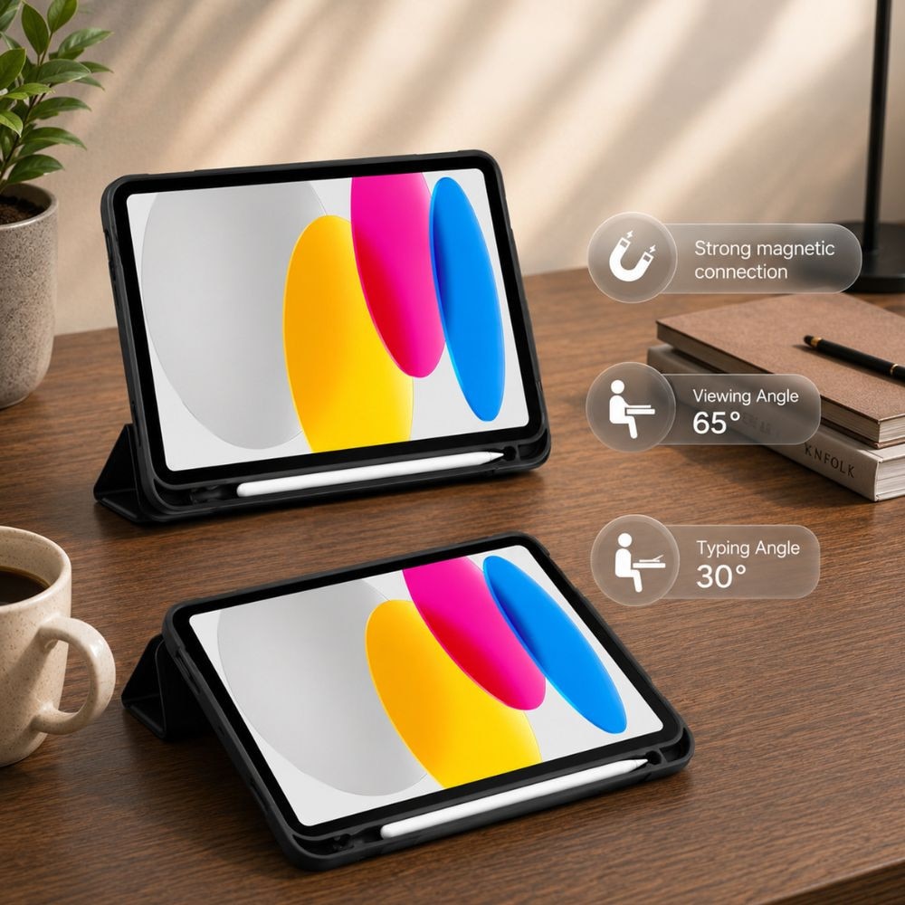 Husa carte, pentru iPad 11", A16 2025, a 11-a generatie, stand, decupaje precise, Albastru deschis