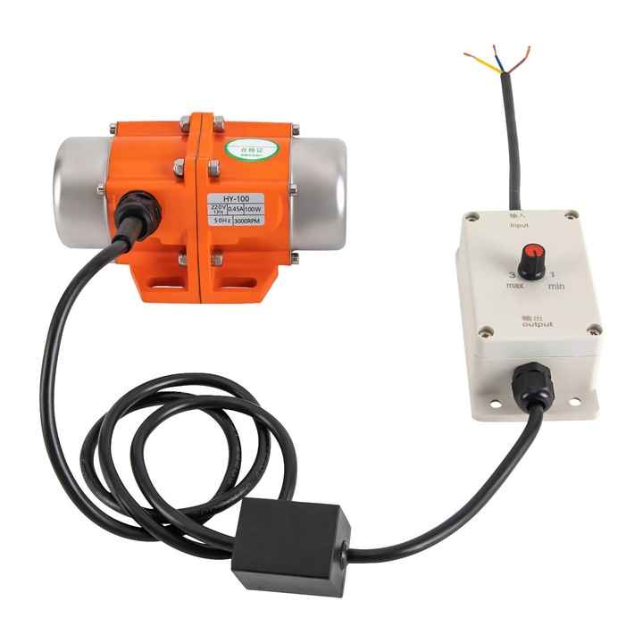 Elektromos vibrációs motor, Betonvibrátor, 100 W, 3000 ford./perc, Kefe nélküli, IP65, Alumíniumötvözet, Szitálóasztalhoz/vibrációs asztalhoz, Narancssárga