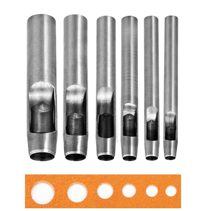 5 darabos üreges lyukasztó készlet bőrhöz (6 mm-20 mm) - Alkalmas óraszíjakhoz, textíliákhoz, műanyaghoz és gumihoz (6+8+10+13 mm+20 mm)