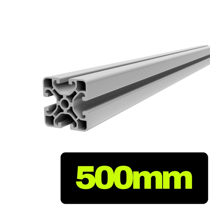 Profil aluminiu structural T-SLOT 40x40 usor argintiu - 50 cm
