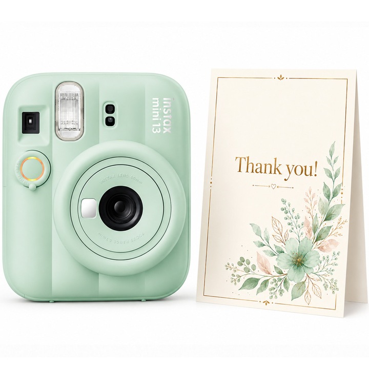 Fujifilm instax mini 13 Lagoon Green azonnali fényképezőgép, zöld + üdvözlőkártya