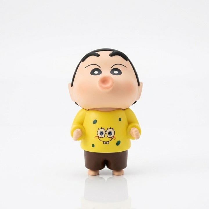 Фигурка Аниме Crayon Shin-chan, Shin-chan тениска SpongeBob, височина 10см, материал PVC