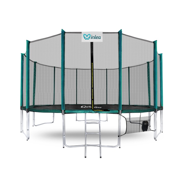 INLEA PREMIUM Jump Trambulina 500 cm cu plasa de siguranta exterioara - verde inchis