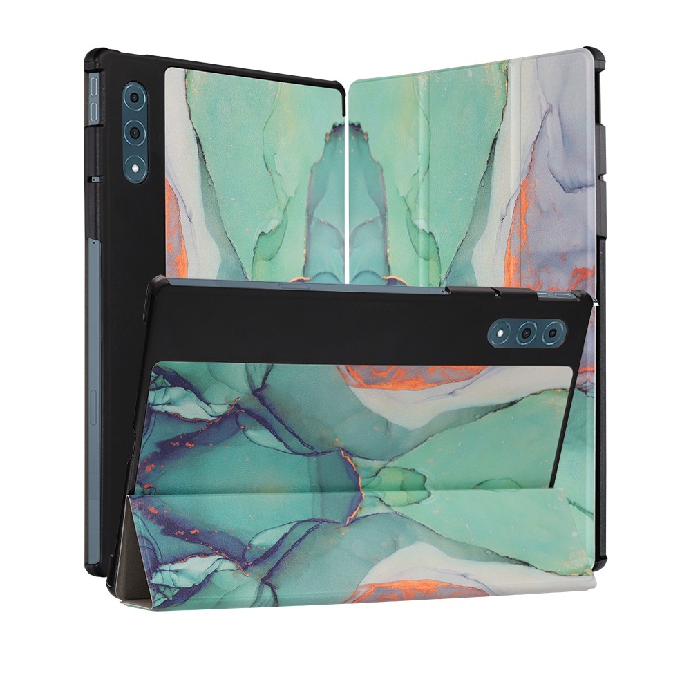Husa de protectie pentru Lenovo Yoga Tab Plus 12.7 DaDen FoldPro, Mod stativ, Unghi pana la 65°, Piele ecologica, Verde