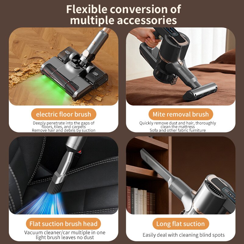 Aspirator Vertical Fara Fir 2-in-1 Premium, Aiorber, 10000Pa 180W Aspira si Spala Simultan Uscat-Umed. Putere Mare de Aspirare, Alb