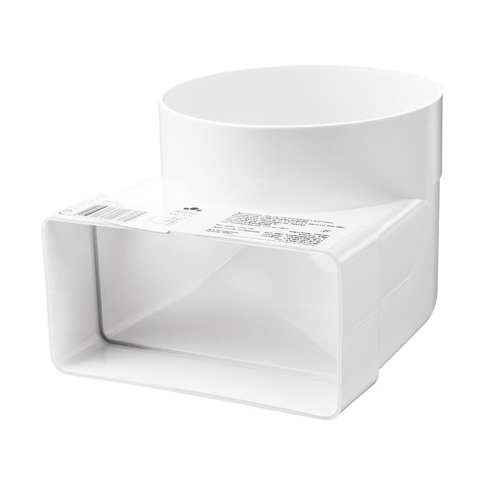 Conector 90gr, plat-rotund diam 100m la rectangular 60x120mm, 90 gr