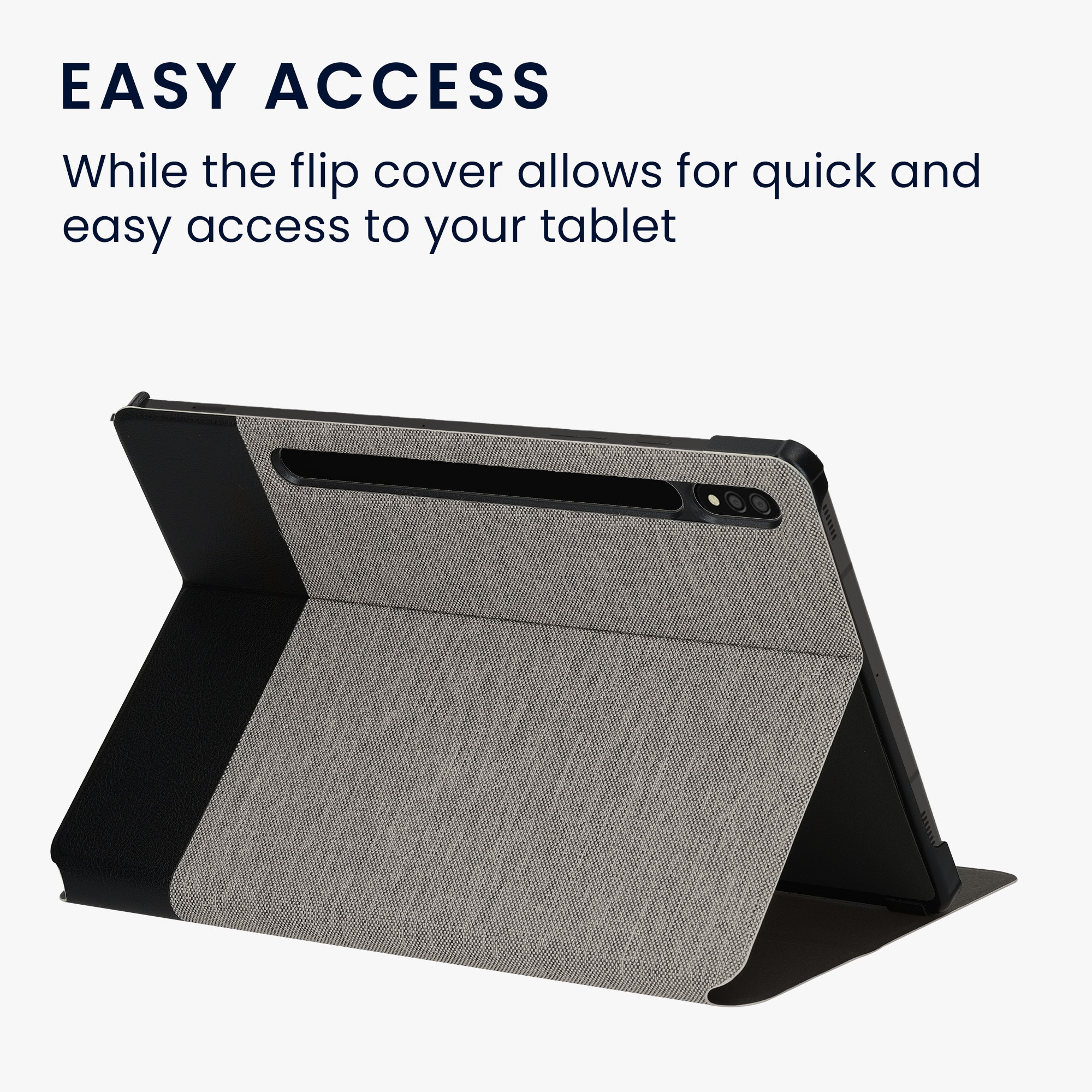Book Cover kwmobile pentru Samsung Galaxy Tab S8/Galaxy Tab S7, Textil, Gri/Negru, 60385.25