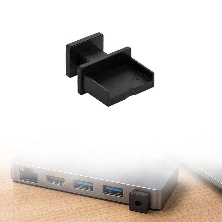 Porvédő USB-A aljzathoz, FONIX PortGuard, Porvédelem, Párataszító, Szöszmentes, Karcálló, Biztonságos Rögzítés, Kiváló Minőségű Anyag, Kopásálló, Fekete