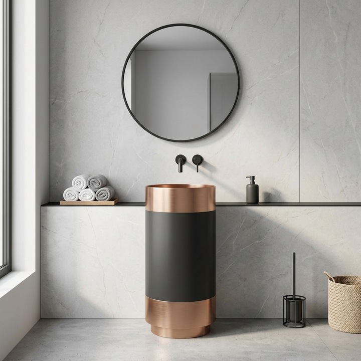 Lavoar freestanding baie, AGS F2 montaj stativ, antracit + bronz, 80 x 40 x 40 cm