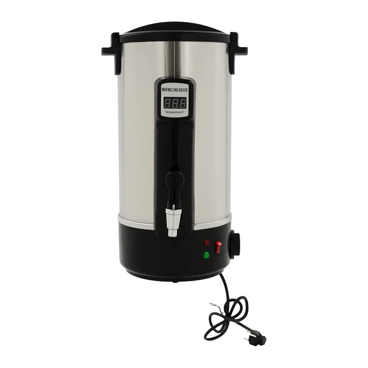 Topitor ceara din otel inoxidabil, Aparat incalzire ceara 10 l, Interval temperatura 30–110 °C, Incalzire baza completa, Afisaj digital LED, Pentru realizare lumanari DIY