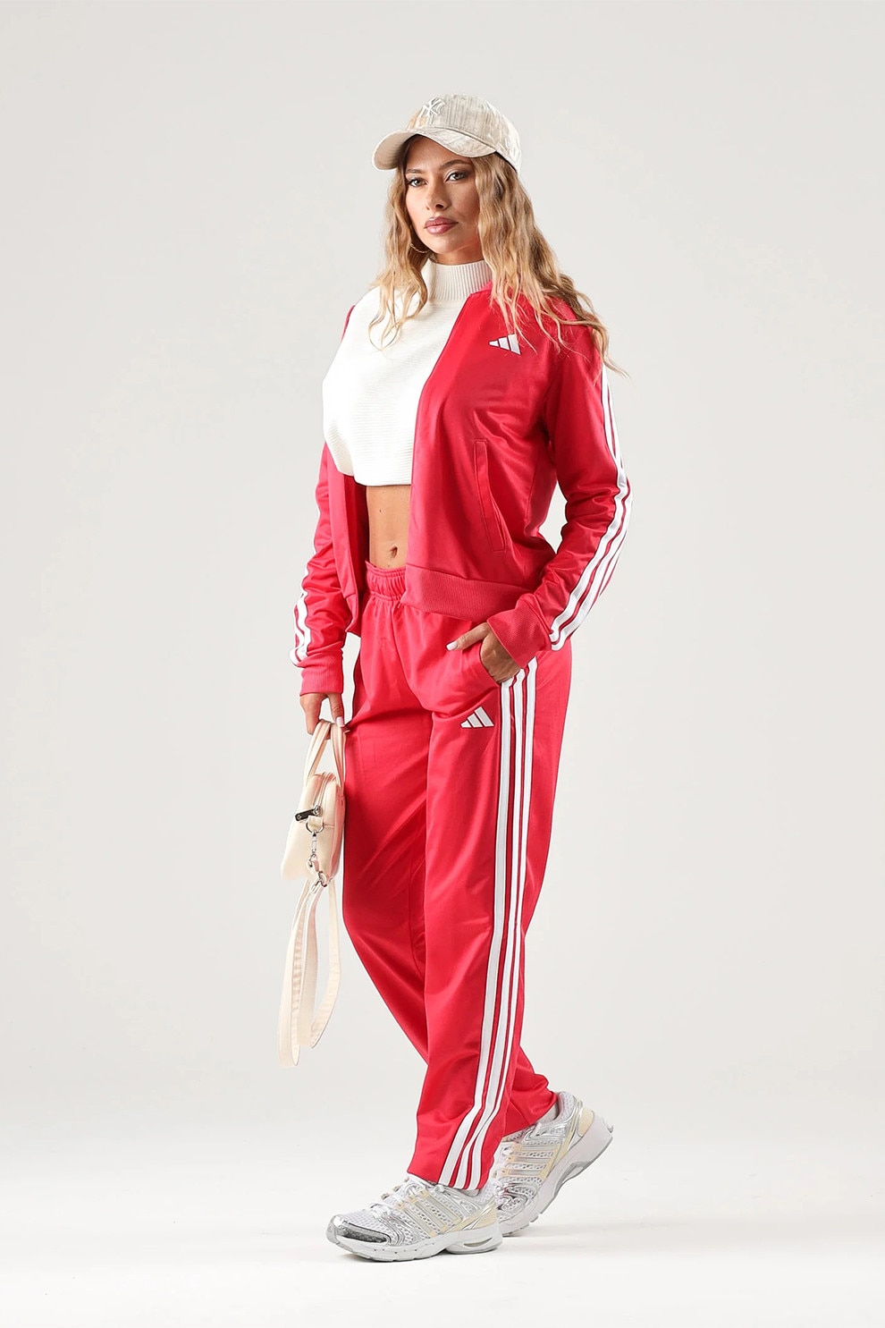 Logo Cu Roz adidas Sportswear, Trening cu logo si fermoar W ESS 3S TS, Roz aprins ...