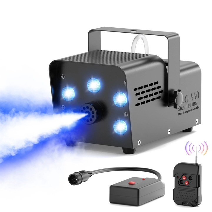 Füstgép, ZQ10064, Teljesítmény 500 W, RGB 5 LED, DMX, Feszültség 90–240 V, EU csatlakozó, Színpad & DJ