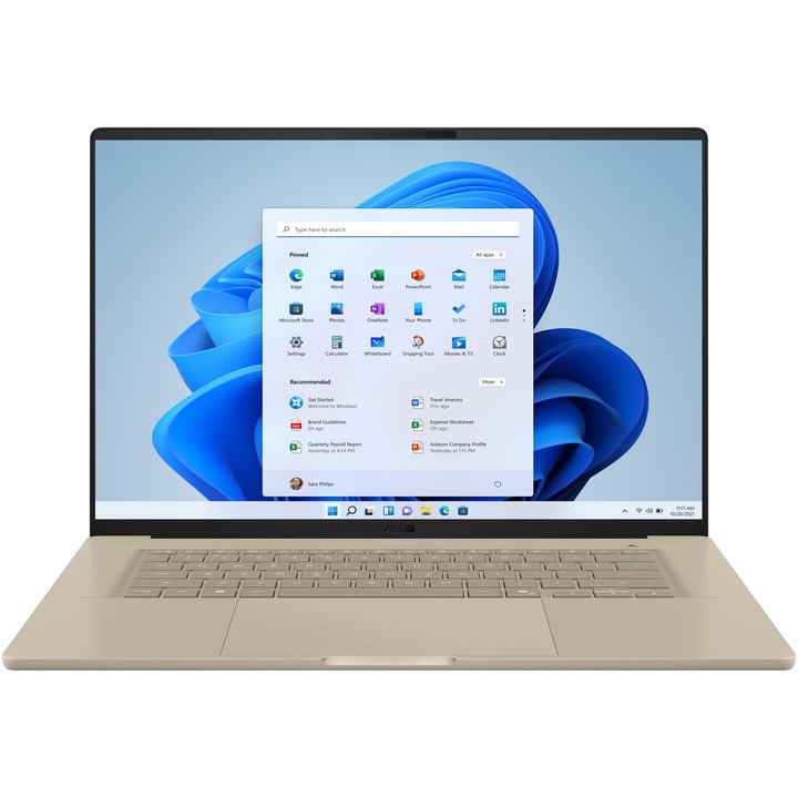 Laptop ASUS Zenbook A16 UX3607OA cu procesor Snapdragon® X2 Elite Extreme X2E9410 pana la 4.7GHz, 16'', 3K, OLED, 120Hz 48GB LPDDR5X RAM, 1TB SSD, Qualcomm® Adreno™ GPU Windows 11 Home, Zabriskie Beige