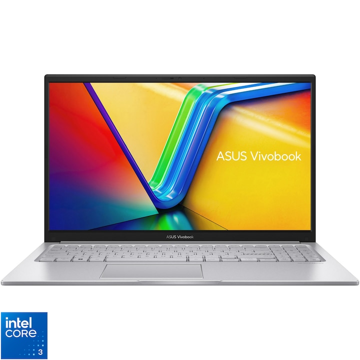 Laptop ASUS Vivobook 15 A1504MA cu procesor Intel® Core™ 3 304 pana la 4.3GHz, 15.6'', Full HD, IPS, 8GB DDR5 RAM, 256GB SSD, Intel® Graphics, No OS, Cool Silver