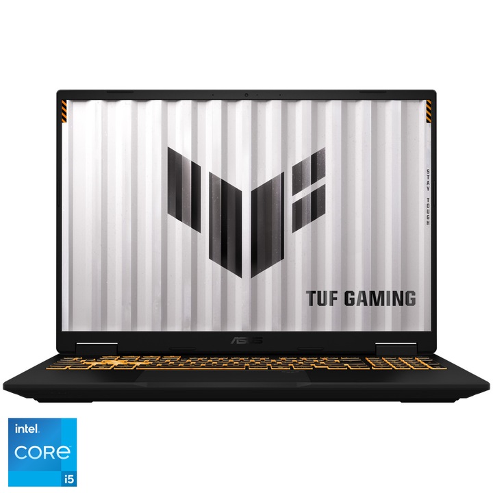 Laptop Gaming ASUS TUF 16 FX610JH cu procesor Intel® Core™ i5 14450HX pana la 4.8GHz, 16'', Full HD+, 144Hz, IPS, 16GB DDR5 RAM, 512GB SSD, NVIDIA® GeForce RTX™ 5050 8GB GDDR7, No OS, Off Black