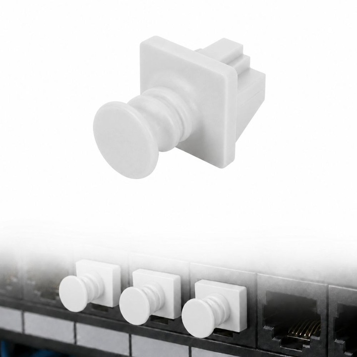 Porvédő RJ45-höz, FONIX PortGuard, Porvédelem, Párataszító, Szöszmentes, Karcálló, Biztos Rögzítés, Kiváló Minőségű Anyag, Kopásálló, Fogantyús Vég, Fehér