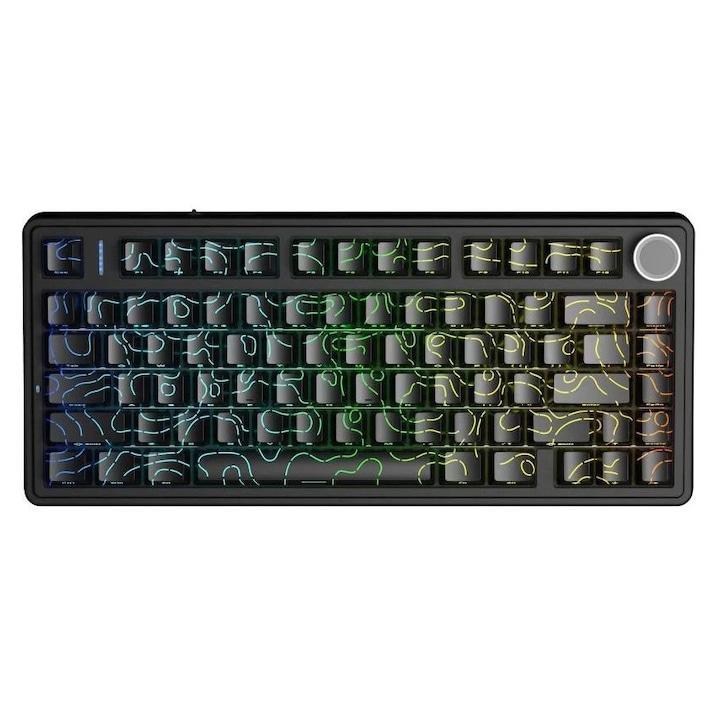 Aula mechanikus gamer billentyűzet Wireless Gaming Mechanical Keyboard F75HE - Black King Magnetic Switch [Linear] (English US), Black Contour F75-HE-BKS-BC
