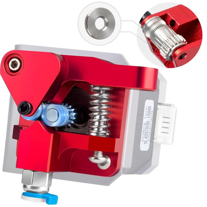Ender 3 Dual Gear Extruder MK8 Metal Drive Feeder Upgrade за Ender 3 V2, Ender 3 Pro, Ender 3 Neo Series, Ender 5 Series, CR10 Series, Voxelab Aquila (ос на мотора > 21,5 мм)