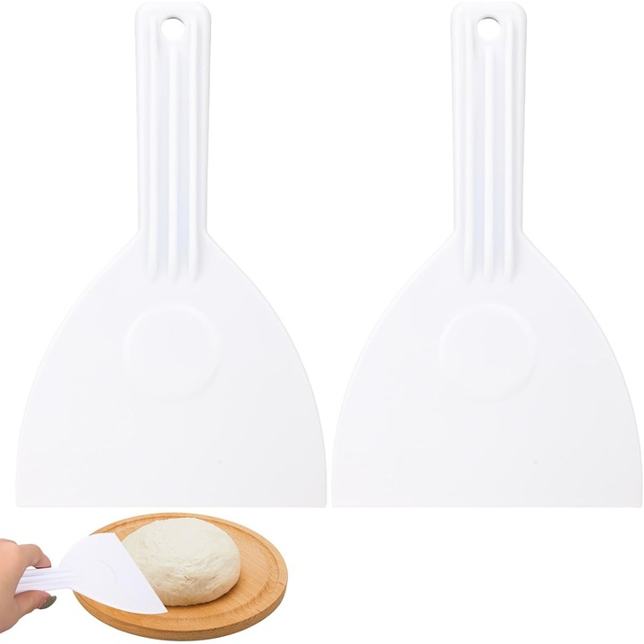 Pizza spatula, 2 darabos műanyag készlet, ideális pizza tészta kaparására és formázására, tökéletes tészta elkészítéséhez és adagolásához, praktikus konyhai eszköz a pizza szerelmeseinek