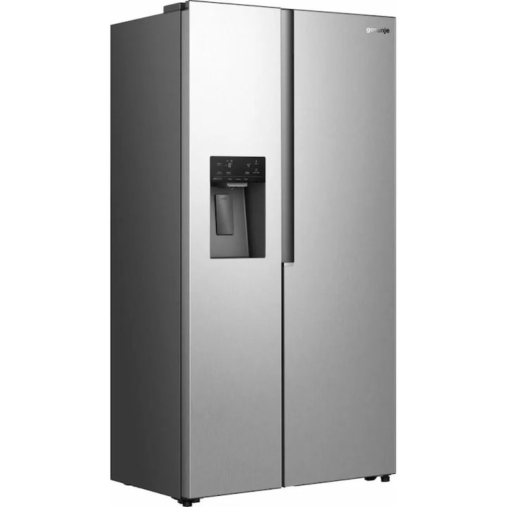 Frigider cu congelator Side by side Gorenje NRS917E61X, IceMaker, NoFrost Plus, Dozator, Display LED, Clasa energetică E, Inox
