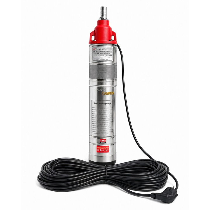 Merülő vízszivattyú 20M KÁBEL, 1500W, Rozsdamentes acél csiga, 4QGD, 140m emelési magasság, 5000l/h, IP68 – Kód: CMP1475