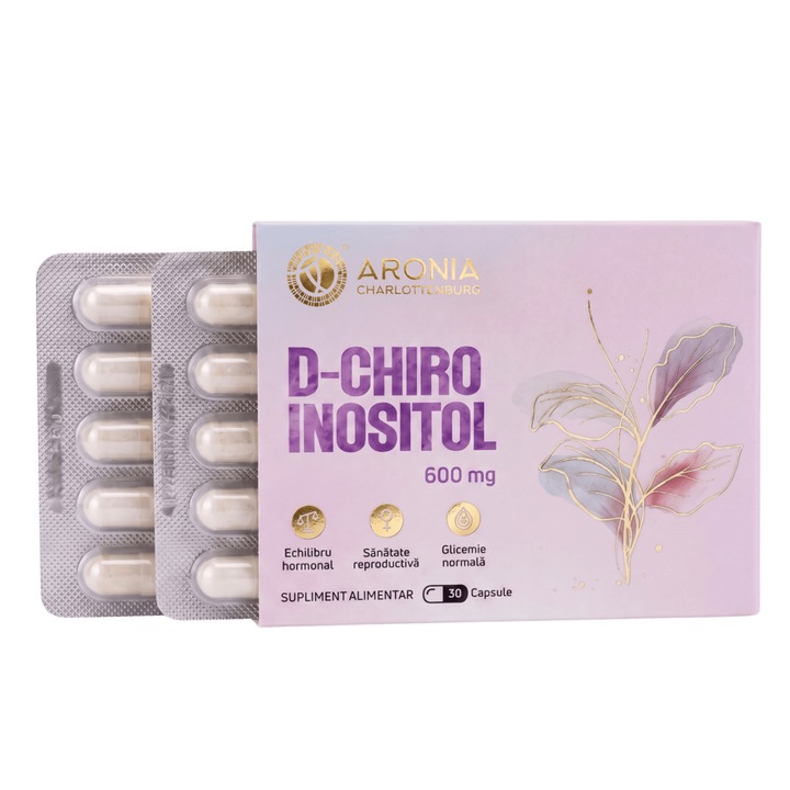 D-Chiro-Inositol 600 mg — 30 capsule pentru echilibru hormonal feminin, sanatate reproductiva si control glicemic