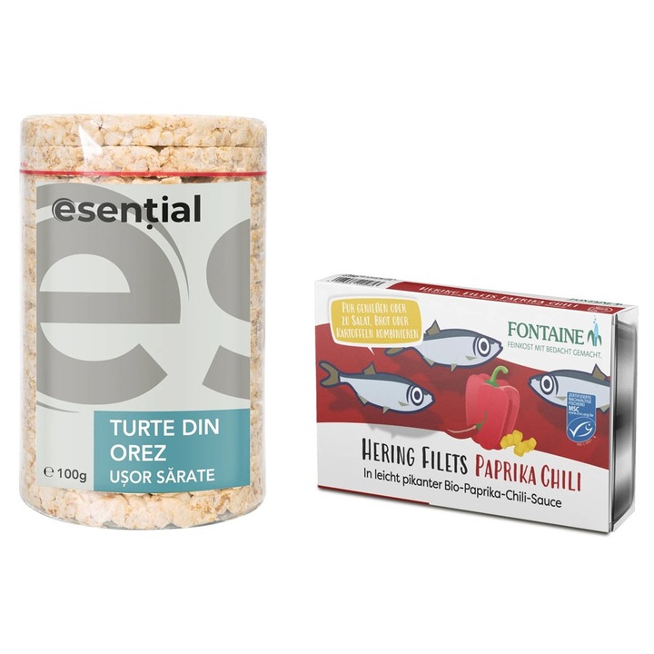Egészséges Snack Csomag – Enyhén Sós Rizskenyér + Bio Fontaine Hering Csípős Paprikával