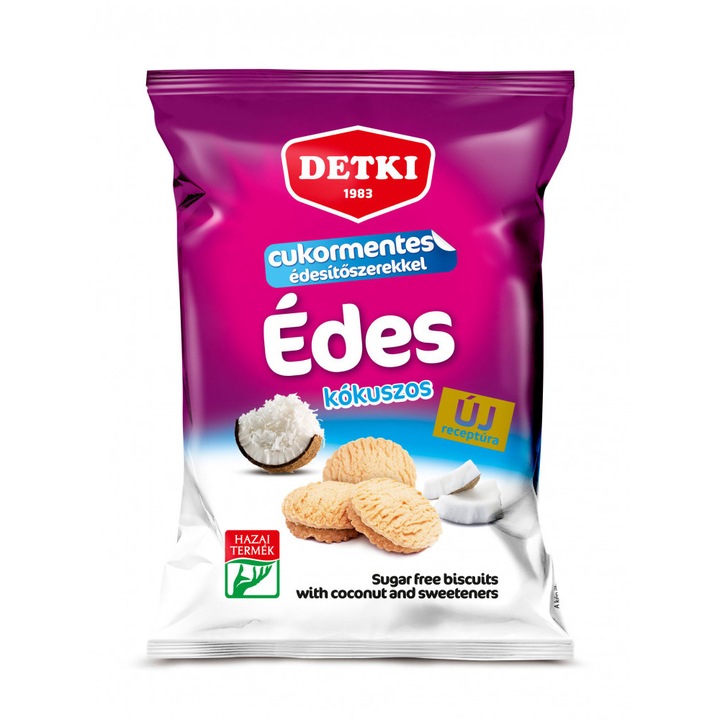 Biscuiti fragezi cu nuca de cocos fara zahar Detki, 180 g