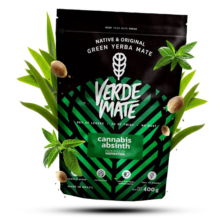 Ceai Yerba Mate, Verde Mate, Cannabis Absinth, Aroma Intensa, Frunze Selectate, Calitate Superioara, Brazilia, 400 g
