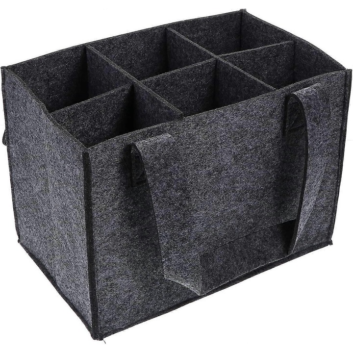 Suport sticle vin 6 compartimente, material fetru, izolat, gri