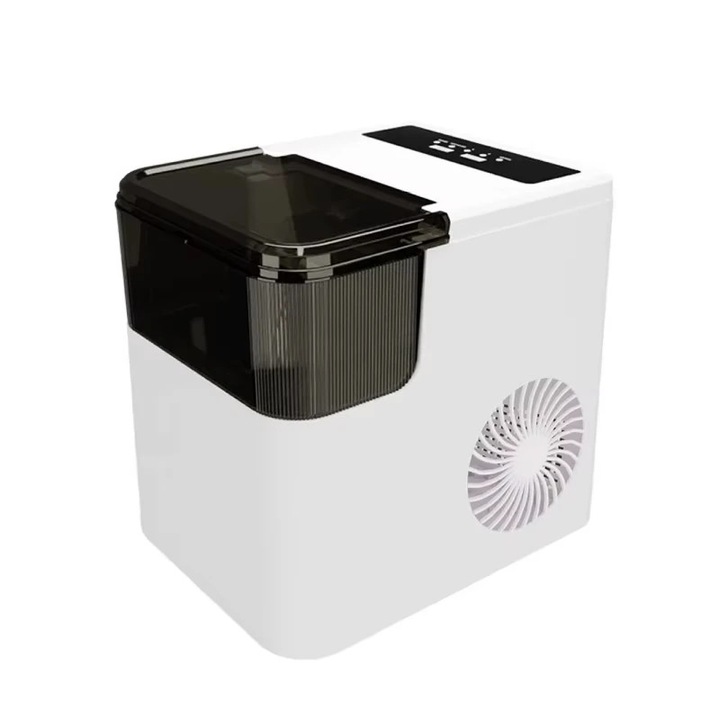 Aparat de gheata de blat, Masina de cuburi de gheata 165W 220V, 12 kg/24 h, Rezervor 500 g gheata, Senzor infrarosu inteligent, Zgomot redus, Stecar UE, Alb