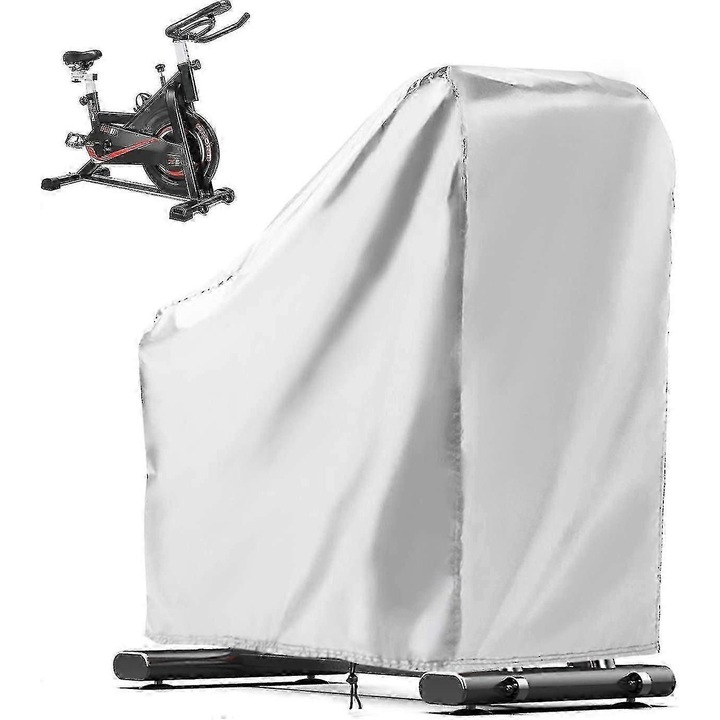 Husa protectie bicicleta fitness, universala, negru argintiu, 65 inch
