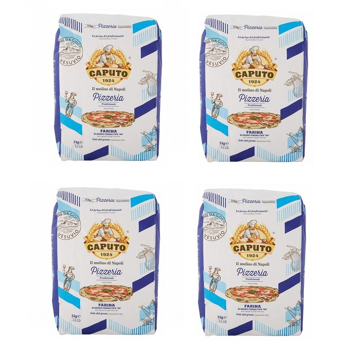 Set faina pentru pizza, Caputo, Pizzeria, tip 00, 4 bucati x 5 kg