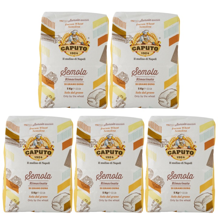 Faina de semolina rimacinata, Caputo, Set 3 bucati, 5 kg