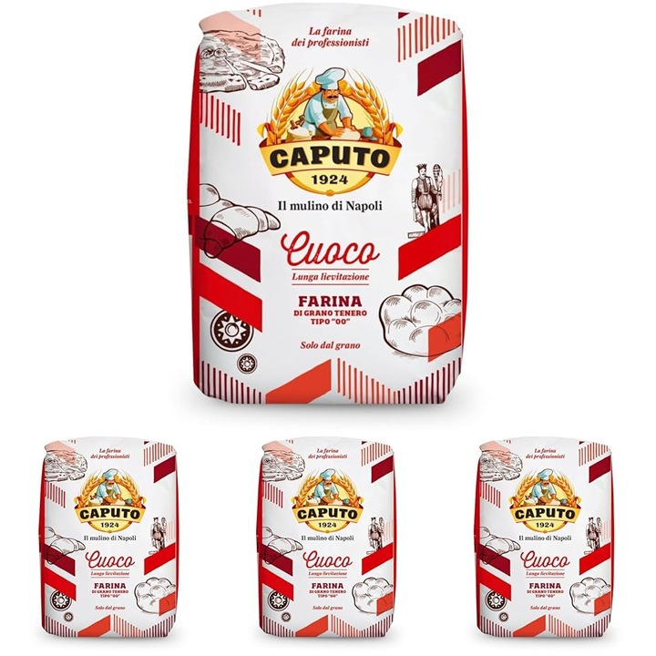 Set faina pentru pizza, Caputo, Cuoco, tip 00, 4 x 1 kg