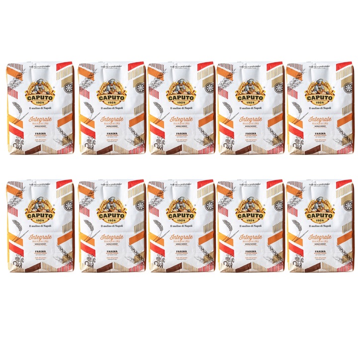 Set 10 bucati, faina integrala pentru pizza, Caputo Integrale, 10 x 1 kg