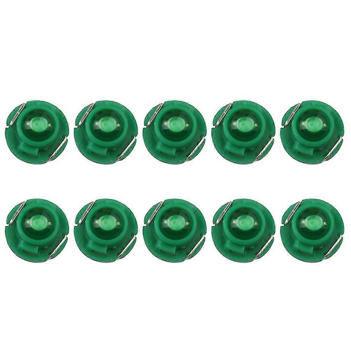 Set 10 becuri LED T3, verde, 12V, 12x11mm, pentru interior auto