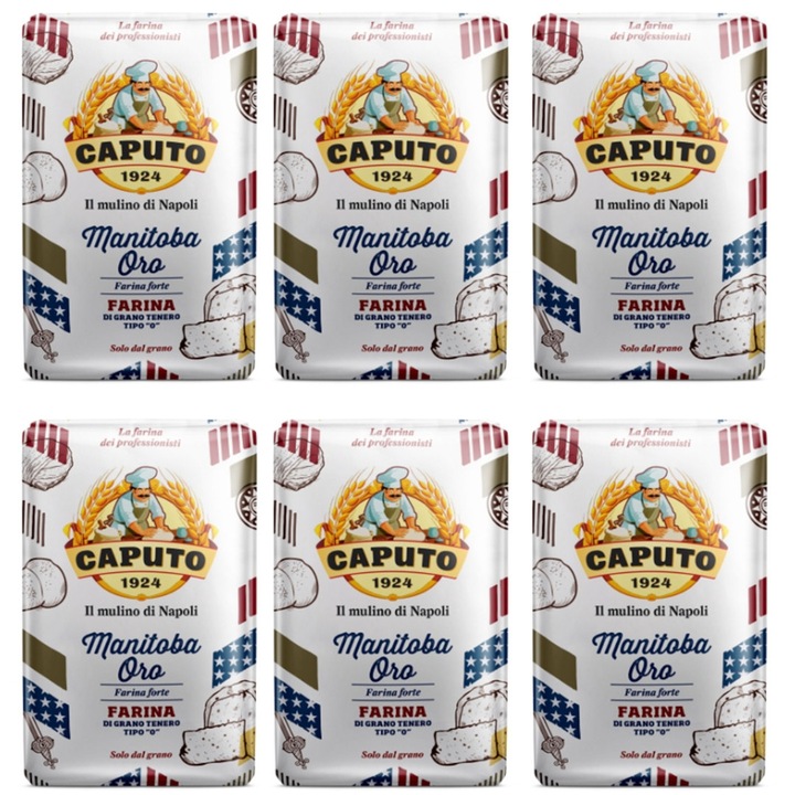Faina pentru pizza, Caputo, Manitoba Oro, Set 6 bucati x 1 kg