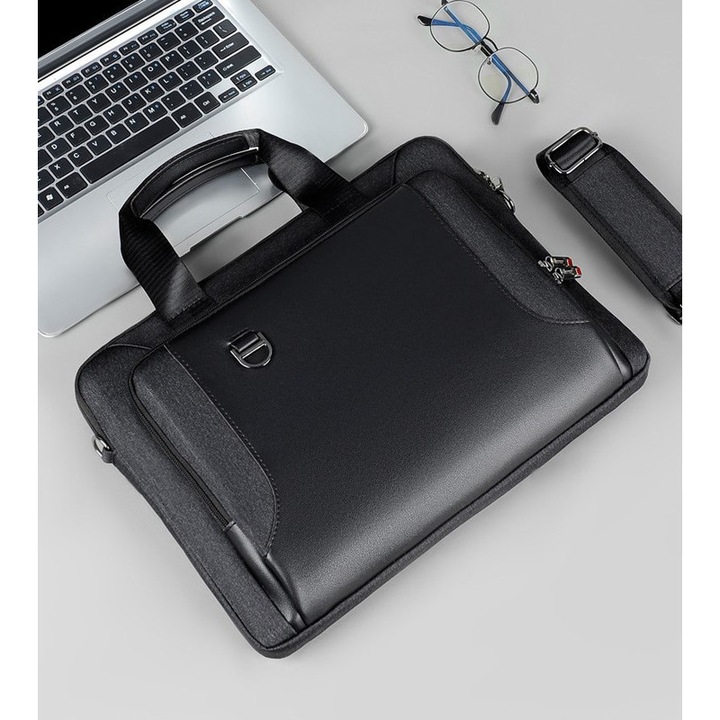 Geanta laptop, 14/16/17,3 inch, rezistenta la apa, negru, ultrasubtire, unisex