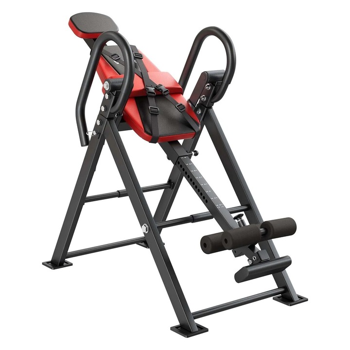Inverziós és rehabilitációs asztal, max. 136 kg, Összecsukható, Maximális felhasználói magasság 150 – 190 cm, Piros/Fekete