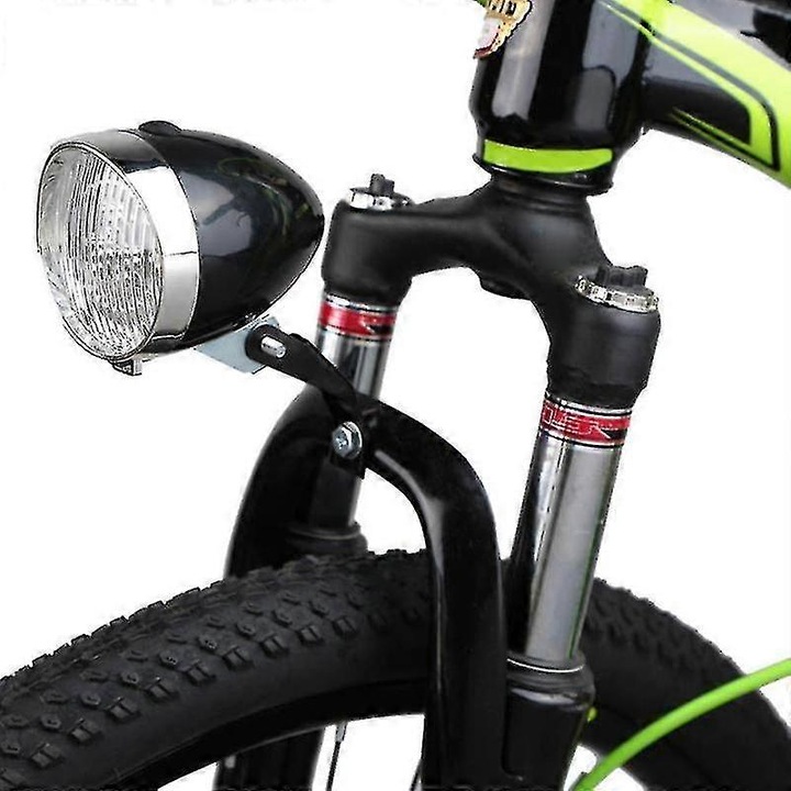 Lumina frontala bicicleta retro vintage 3 LED negru 7x9cm
