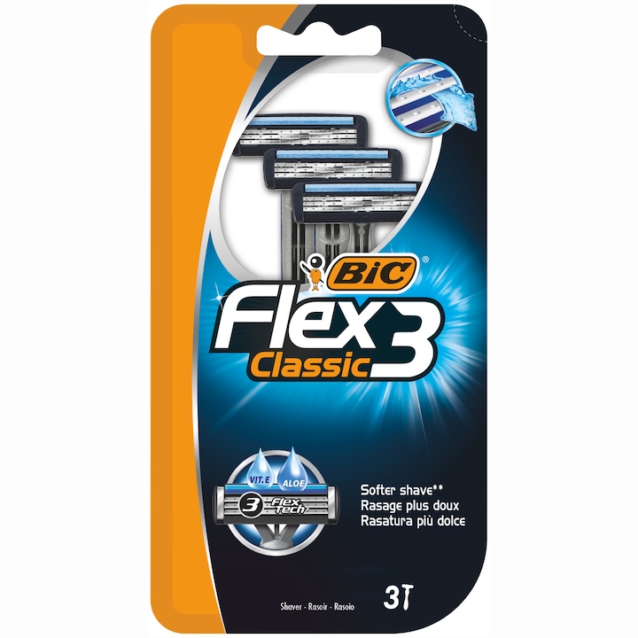BIC Flex 3 Classic borotva férfiaknak, 3 pengés, Standard csomag, 3 darab