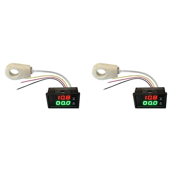 Комплект 2 амперметър волтметър цифров 100A 0-300V черен 48x29x23mm