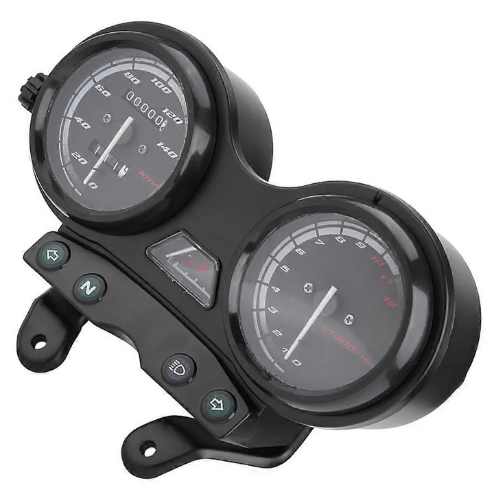 Motorkerékpár LED műszer, fekete, ABS, 12V, 5 tűs, 4 vezeték