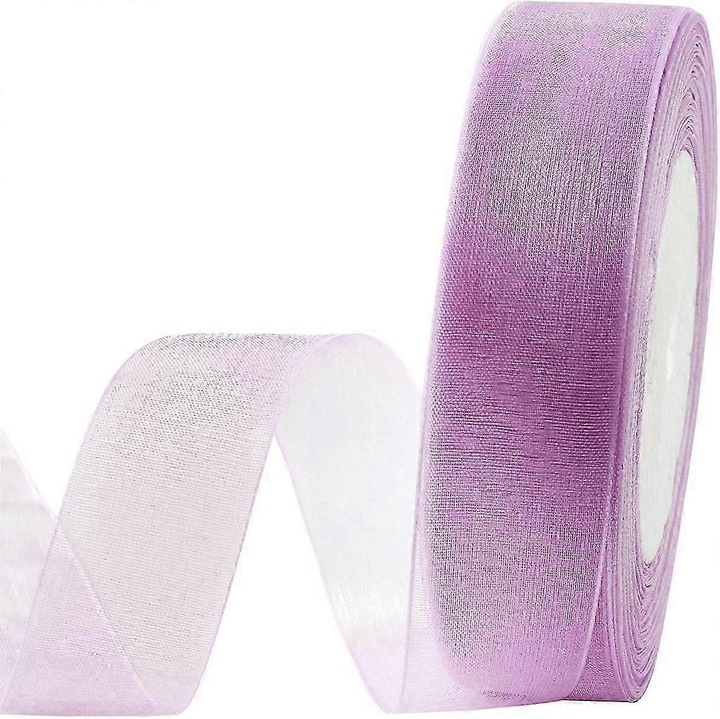 Panglica organza mov 4cmx45m transparenta pentru decor si ambalaje cadouri