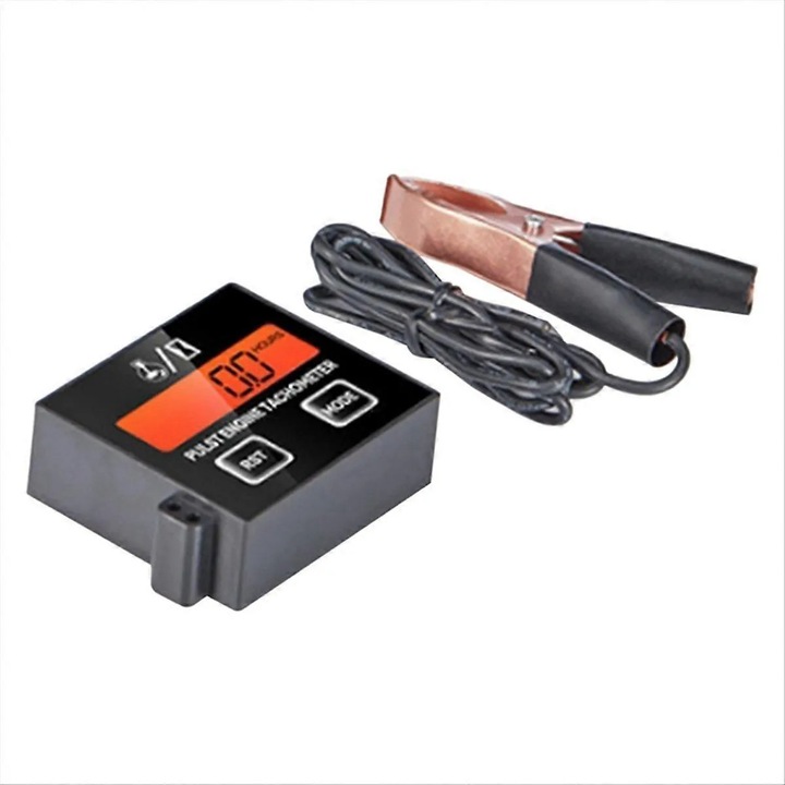 Digitális fordulatszámmérő gyújtásos motorokhoz, LCD, vízálló, 0-30000RPM, 0-99999h, fekete